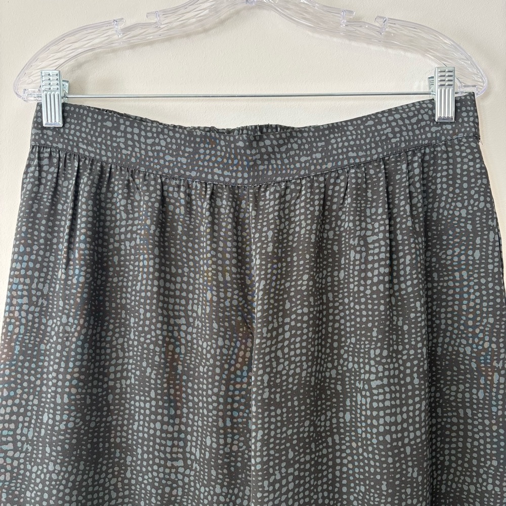Eileen Fisher Thumbprint Silk Crepe de Chine Wide Leg Pants